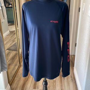 Columbia navy long sleeve fishing shirt, size small